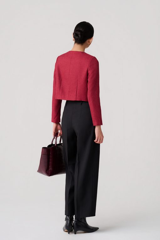 Áo khoác tweed croptop bổ cơi giả túi