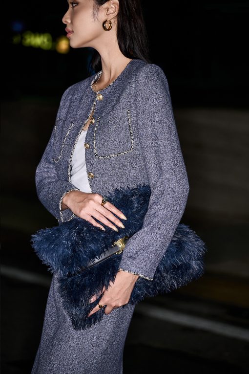 Áo kiểu DT croptop cổ tròn kẹp tua TT