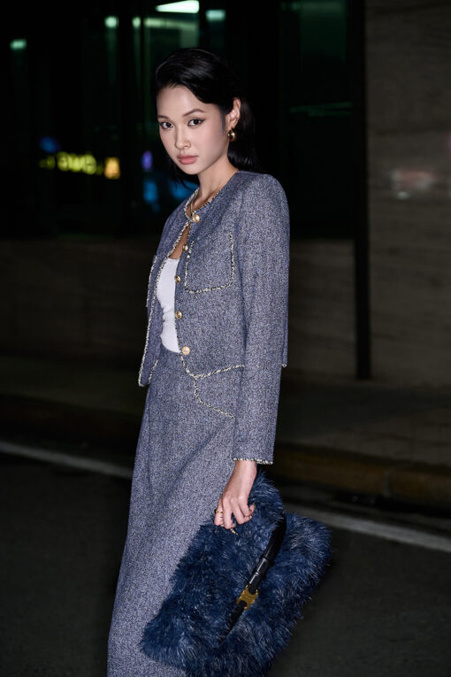 Áo kiểu DT croptop cổ tròn kẹp tua TT