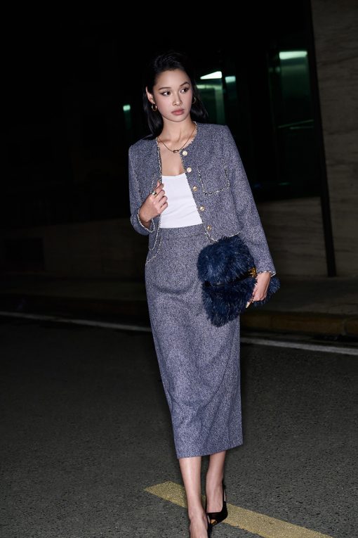 Áo kiểu DT croptop cổ tròn kẹp tua TT