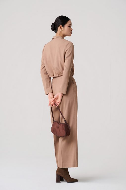 Áo kiểu DT croptop nẹp chồng dây gâu