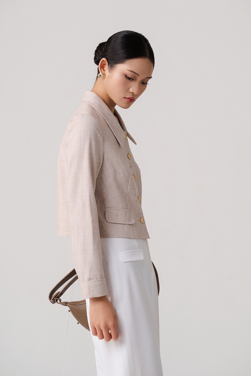 Áo kiểu DT croptop ngực bổ cơi dọc