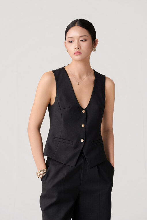 Áo kiểu SN cổ trứng bổ cơi giả túi