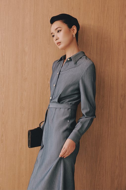 Đầm ôm DT nẹp giả thân trên, đai luồn D