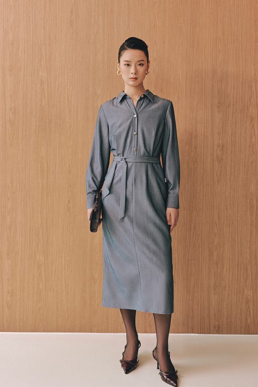 Đầm ôm DT nẹp giả thân trên, đai luồn D