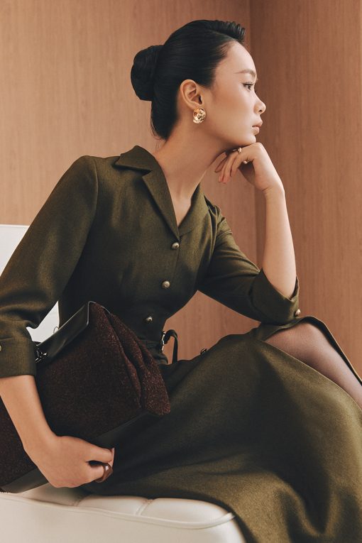 Đầm xoè lơ vê tay đai eo dây đôi