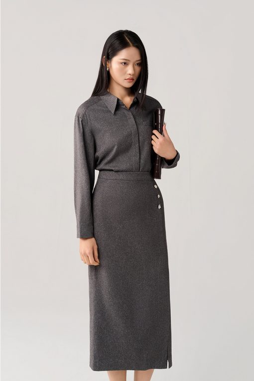 Sơ mi DT can vai túi ốp ngực