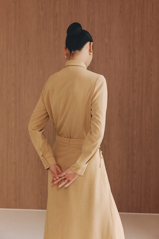 Sơ mi DT cổ đức kẹp dây hoa