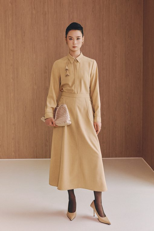 Chân váy xoè túi ốp chéo đính cúc TT