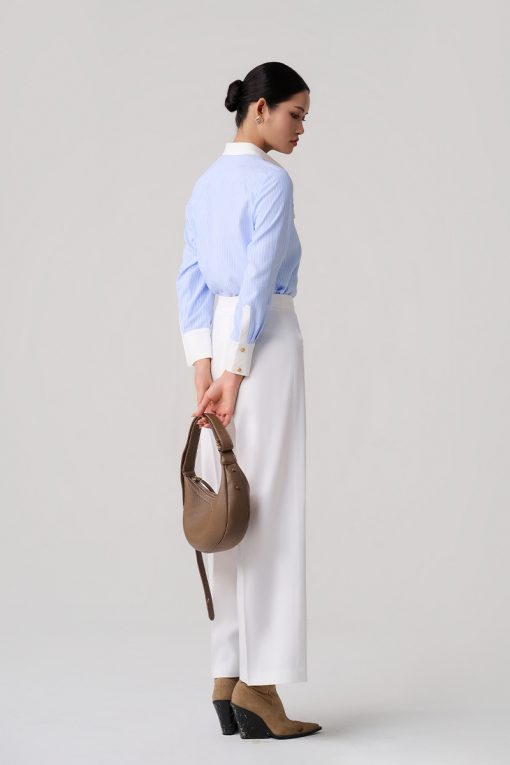 Sơ mi DT kẻ can phối nắp túi ngực