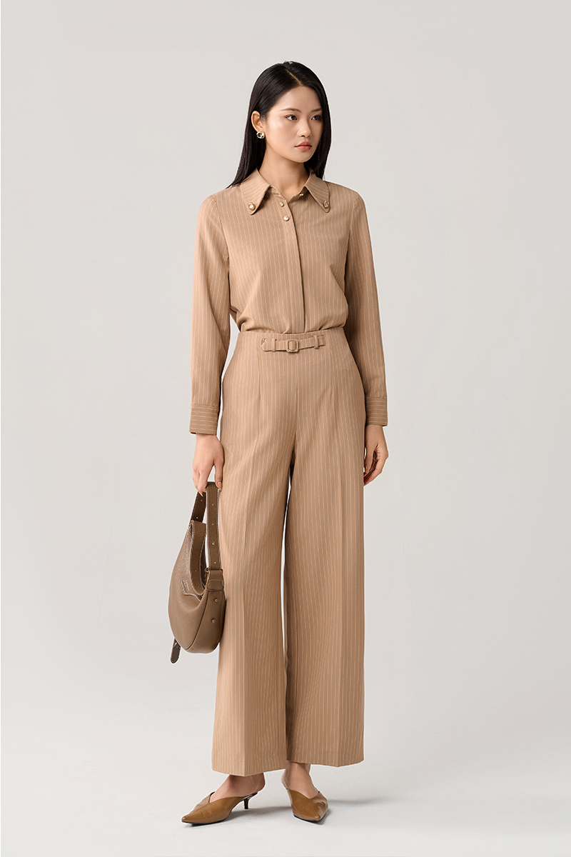 Quần suông cạp liền bổ cơi kẹp đai