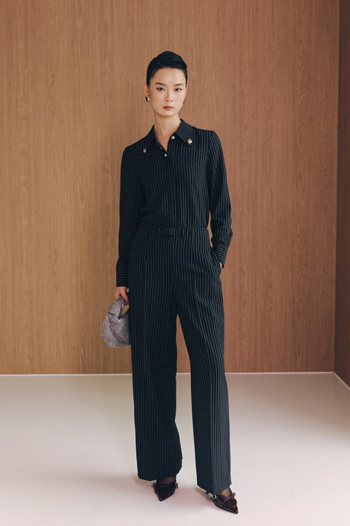 Quần suông cạp liền bổ cơi kẹp đai