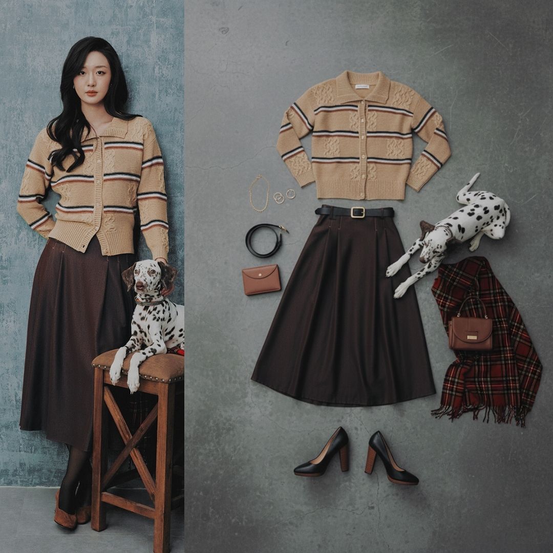 chân váy xòe xếp ly