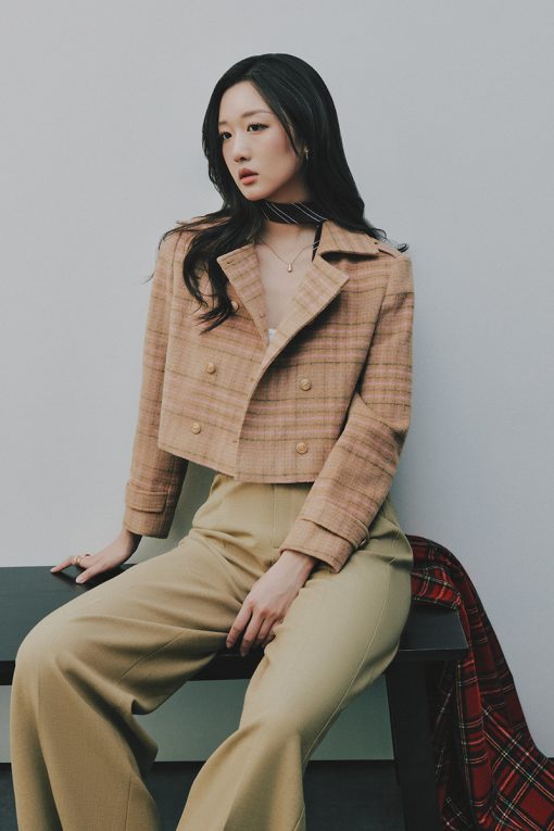 Áo khoác dạ ngắn 2 hàng cúc cá vai