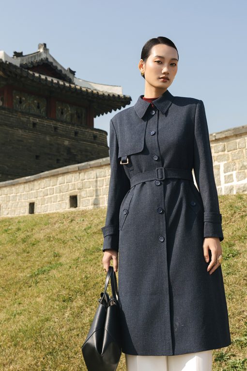 Áo khoác dài 1 hàng khuy bong ngực kèm đai