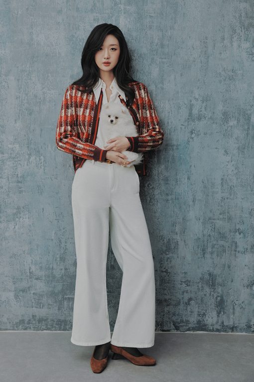 Quần jean suông can sườn túi dọc