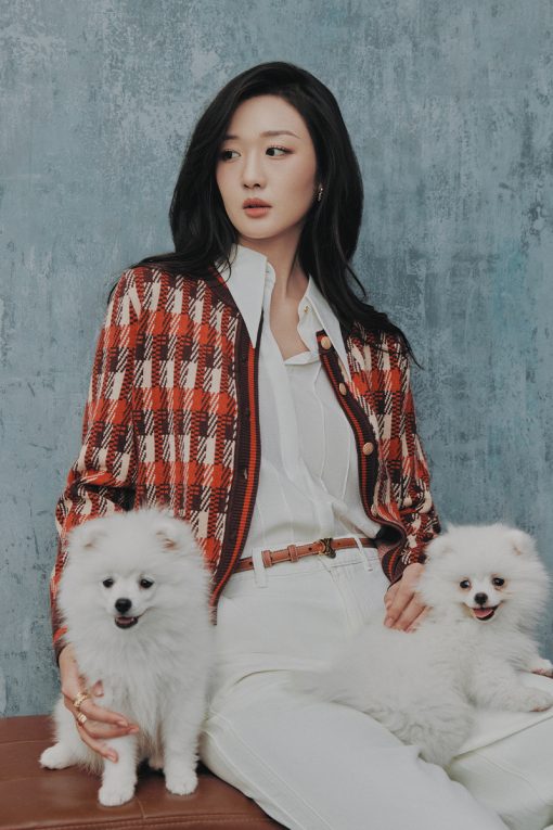 Áo khoác len dệt hoạ tiết cơi giả