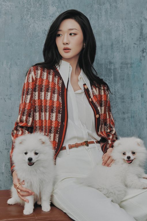 Áo khoác len dệt hoạ tiết cơi giả