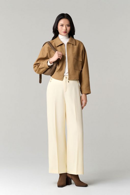 Áo khoác ngắn túi ốp khoá đồng