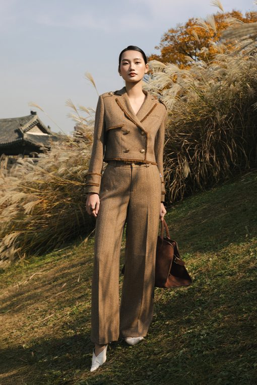 Quần suông tweed cá cạp luồn đỉa