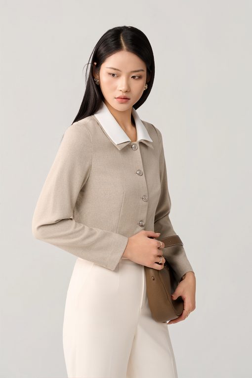 Áo kiểu DT croptop cổ đôi phối