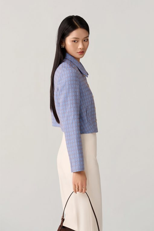 Áo kiểu croptop cơi dọc diễu vai