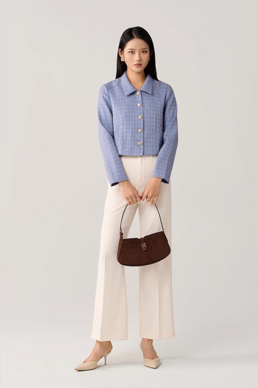 Áo kiểu croptop cơi dọc diễu vai