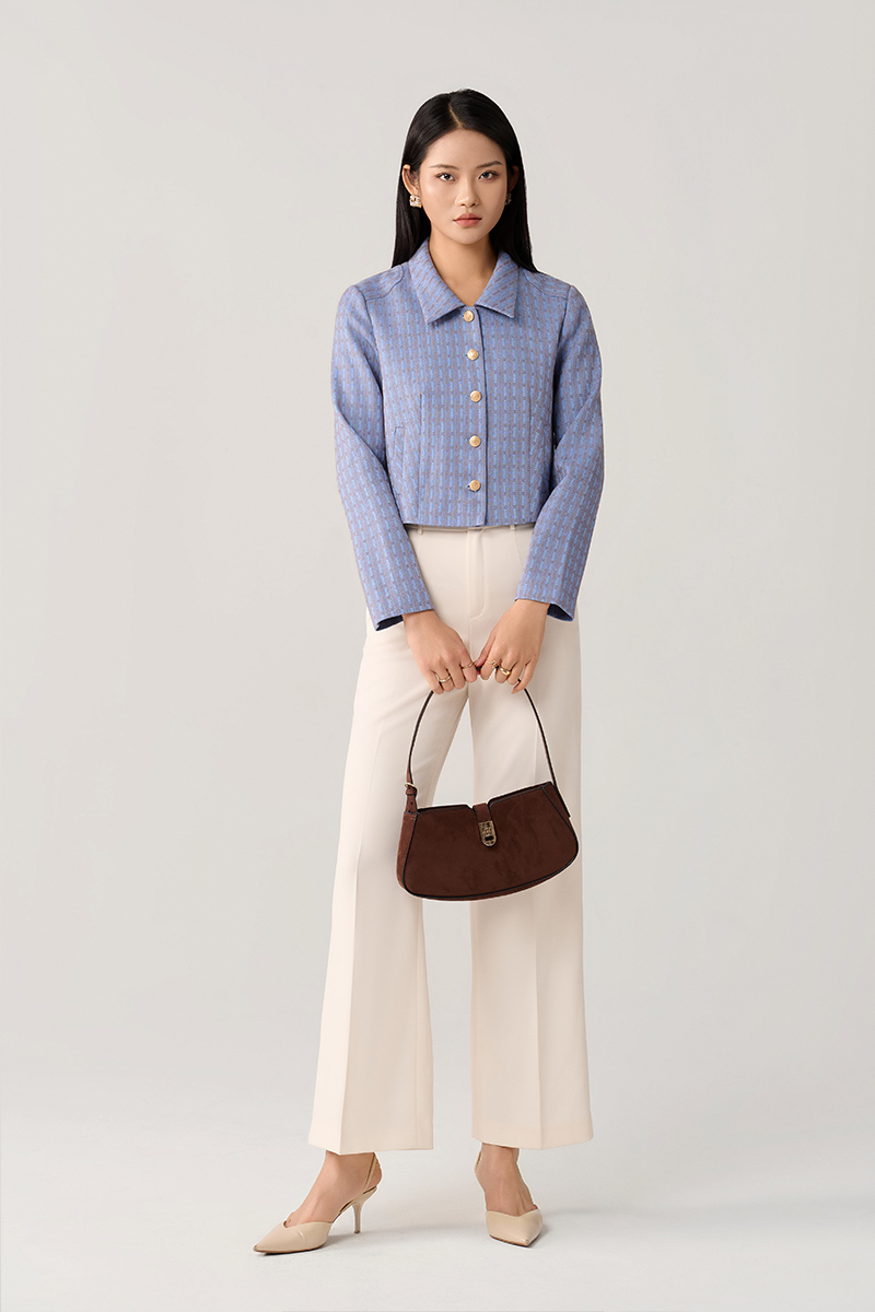 Áo kiểu croptop cơi dọc diễu vai