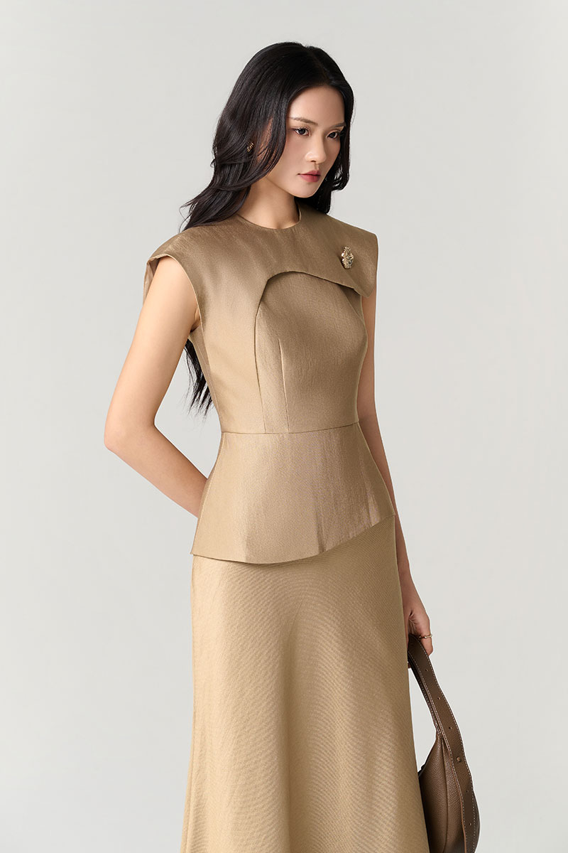 Áo kiểu peplum vai chờm can lệch thân