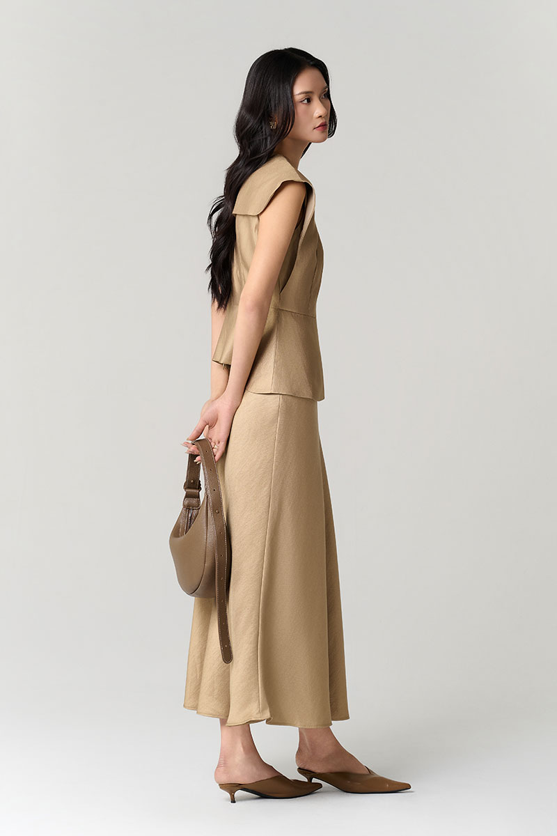 Áo kiểu peplum vai chờm can lệch thân