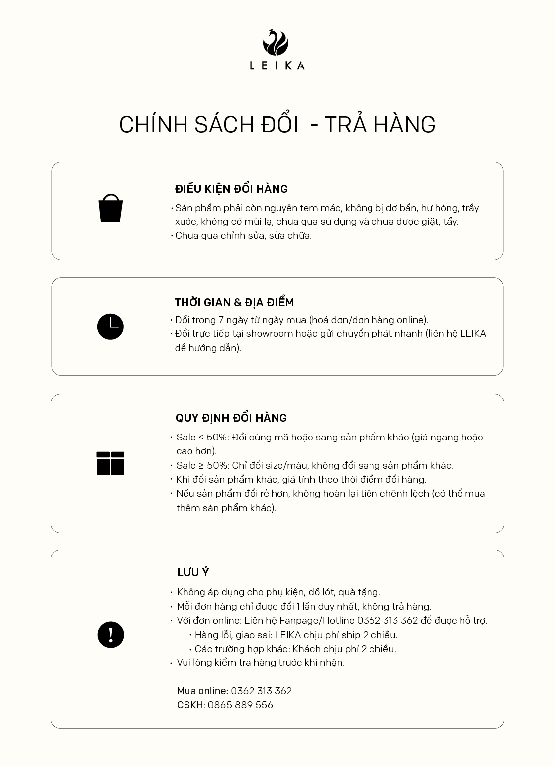 chính sách đổi hàng online