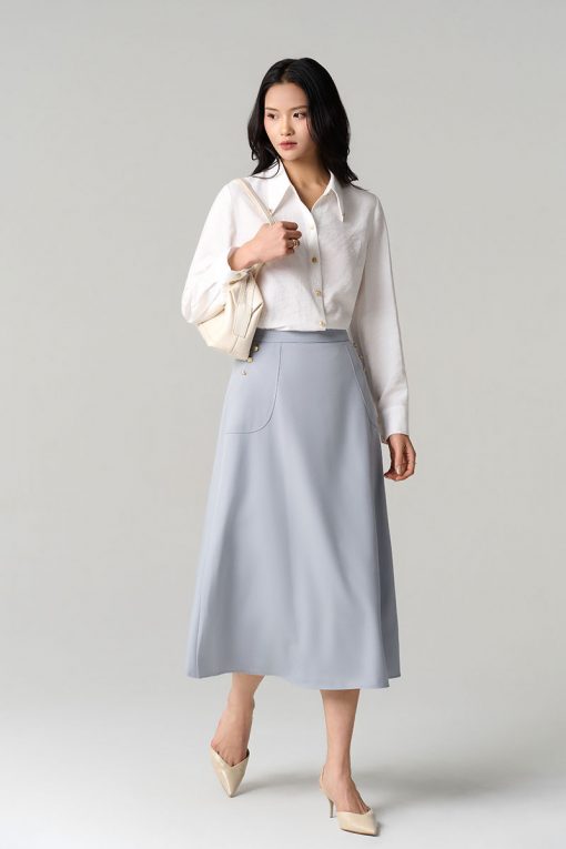 Chân váy xoè túi ốp chéo đính cúc TT