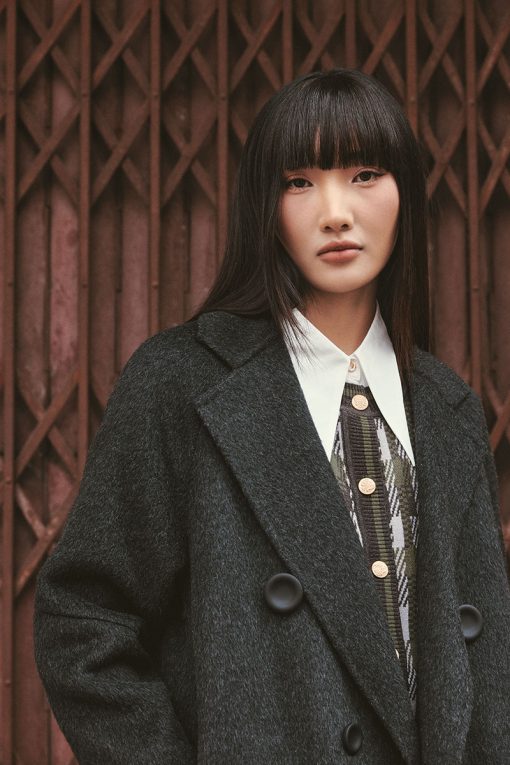 Áo dạ suông hai mặt khâu tay cổ 2 ve