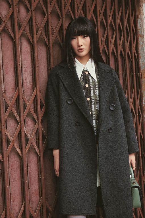 Áo dạ suông hai mặt khâu tay cổ 2 ve