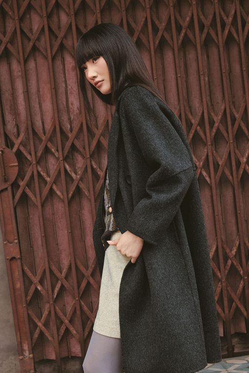 Áo dạ suông hai mặt khâu tay cổ 2 ve