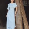 Bộ áo dài vai xếp bèo rủ lệch