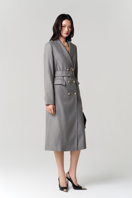 Áo khoác dài suông 2 hàng cúc