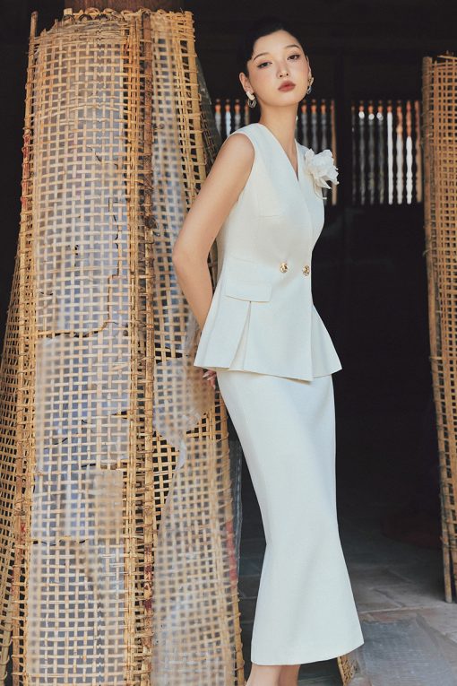 Chân váy dài sườn phối layer xẻ vạt