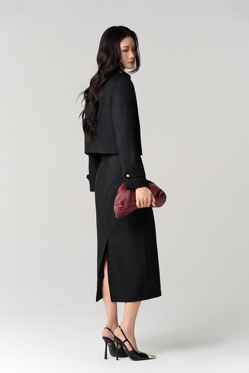 Áo khoác ngắn khoá đồng, túi cơi dọc