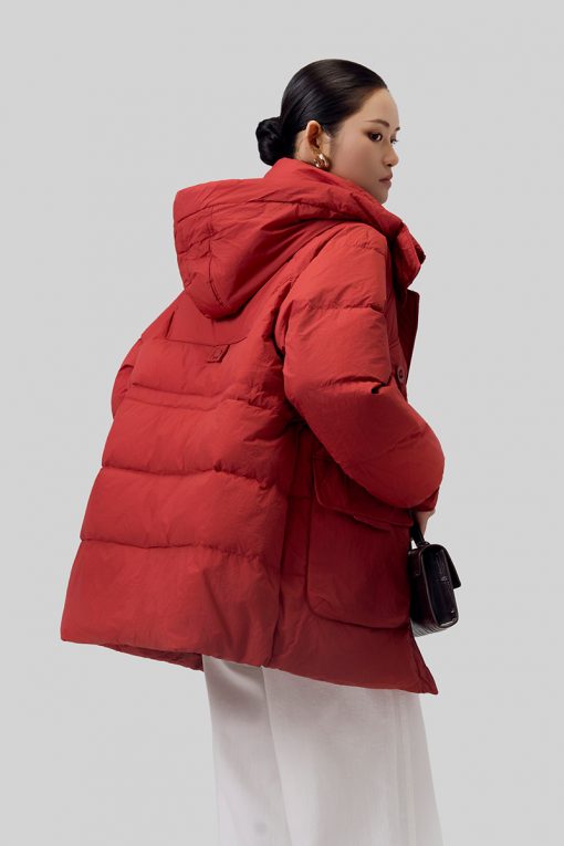 Áo khoác phao dáng lửng eo rút dây