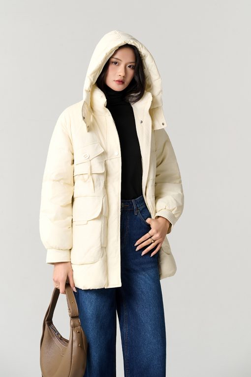 Áo khoác phao dáng lửng eo rút dây