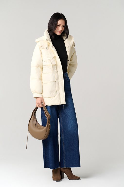 Áo khoác phao dáng lửng eo rút dây