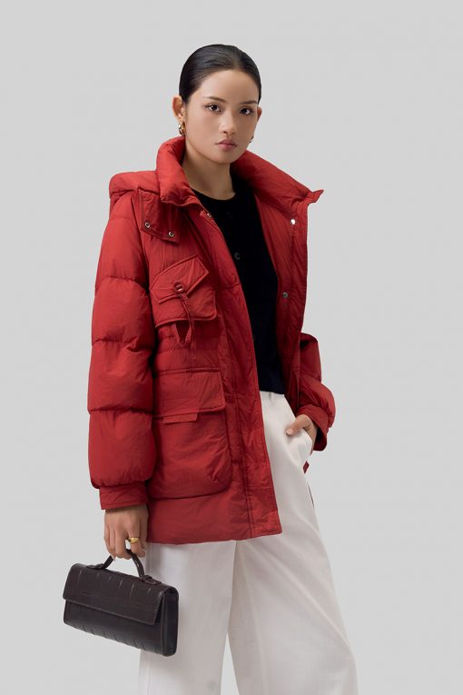 Áo khoác phao dáng lửng eo rút dây