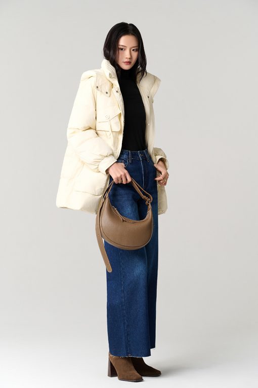 Áo khoác phao dáng lửng eo rút dây