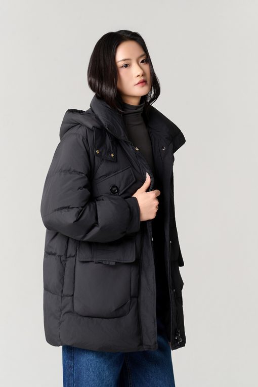 Áo khoác phao dáng lửng eo rút dây