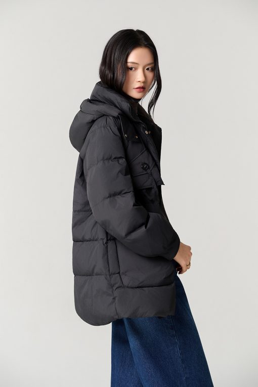 Áo khoác phao dáng lửng eo rút dây