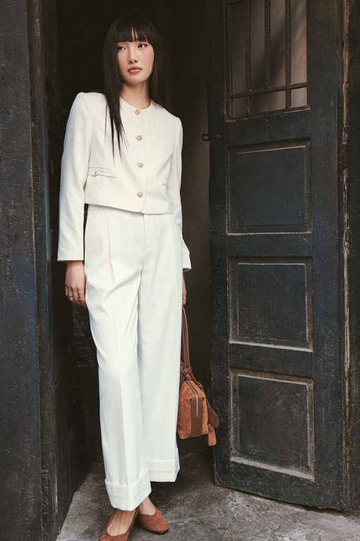 Quần suông text lơ vê gấu