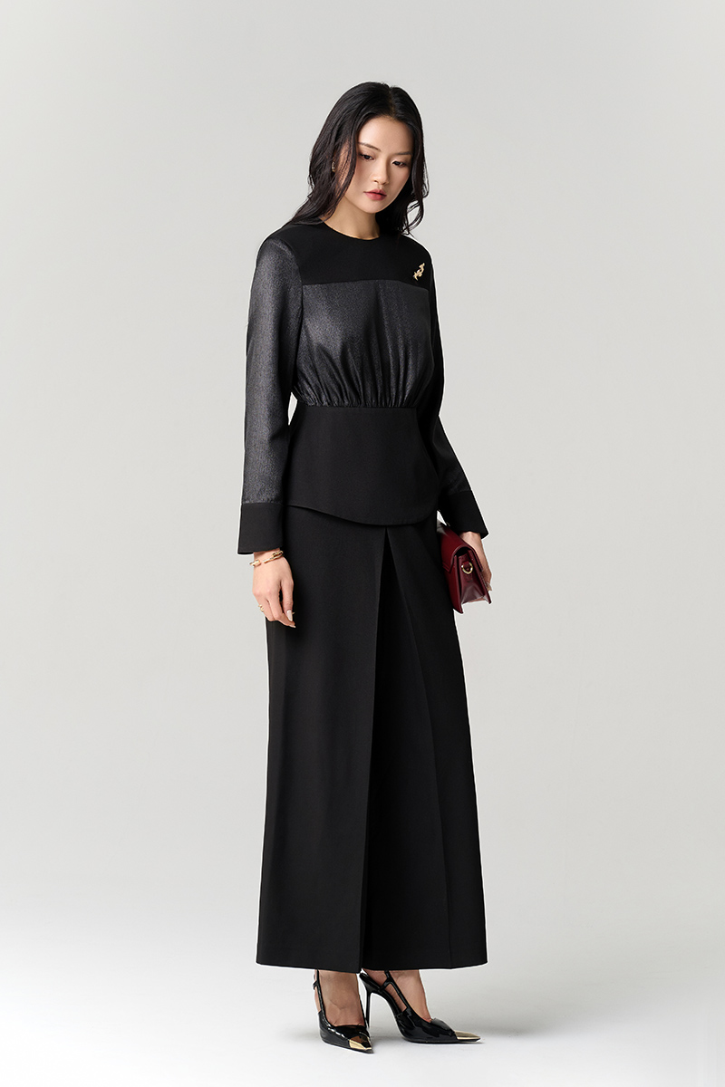 Quần suông ống rộng lý xúp giữa trước