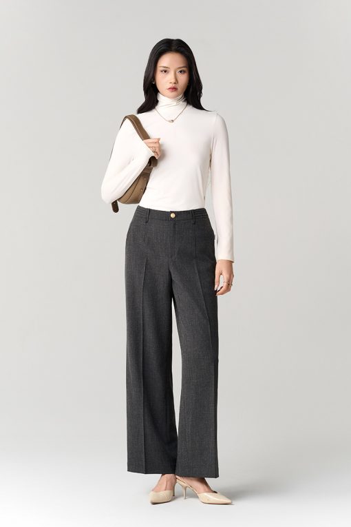 Quần suông đỉa đôi can cạp xếp ly