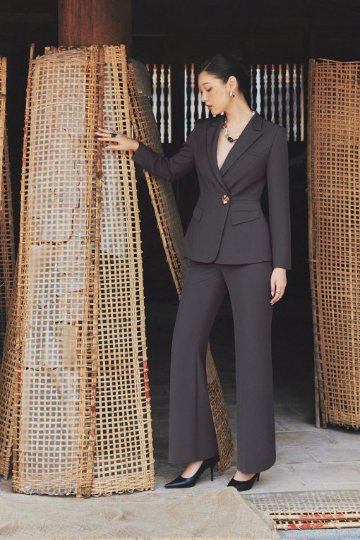 Quần loe cạp thường can giả túi